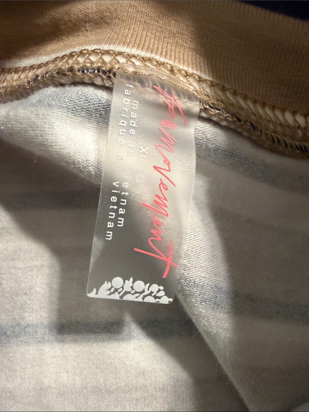 FP Movement by Free People Beige, White & Black Striped Turtleneck Top - Picture 4 of 5